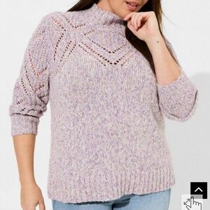 🆕️🪻LIGHT PURPLE PULLOVER TURTLENECK POINTELLE SWEATER🪻